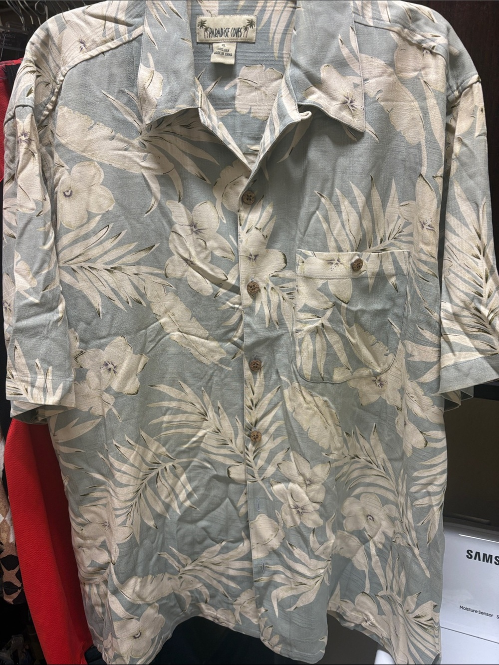 Paradise Cove Seafoam Green Floral Short-Sleeve Button-Down Shirt